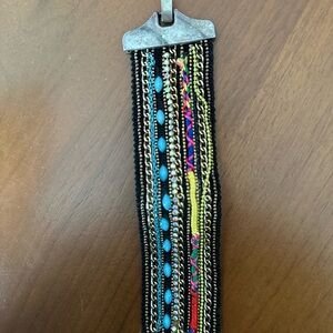 Multistrand Boho Bracelet with Turquoise Beads and Neon Accents